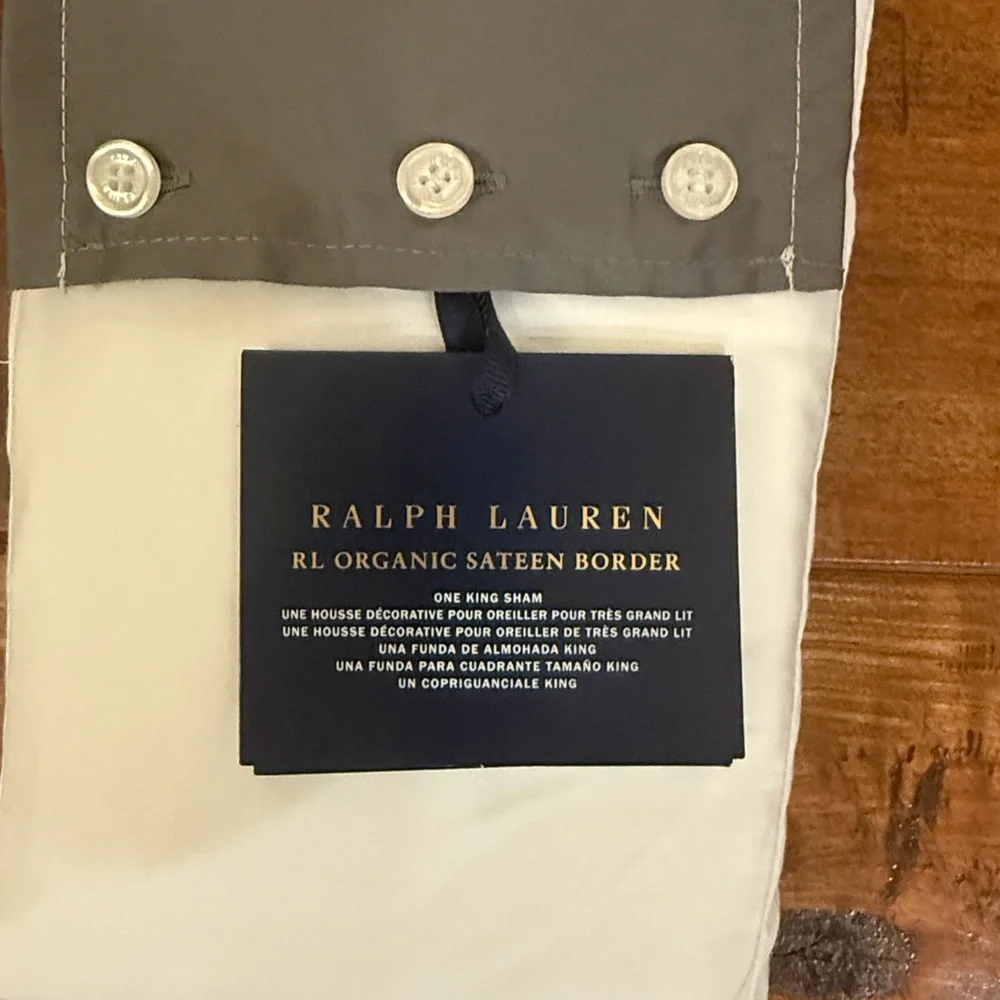 New! Ralph Lauren RL Organic Sateen Border King Sham 20